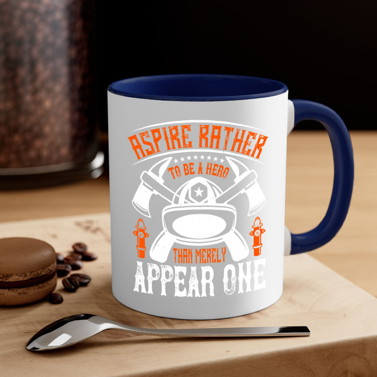 Aspire rather to be a hero mug in five vibrant colors with a glossy finish and easy-grip handle, perfect for coffee and tea.